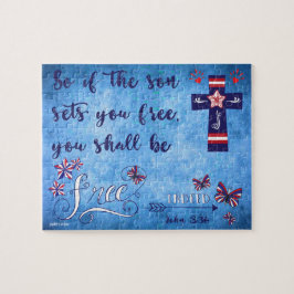 Patriotic Red White och Blue Christian Freedom Pussel