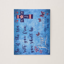 Patriotic Red White och Blue Christian Freedom Pussel