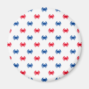 Patriotic Red white och blue crab mönster Magnet