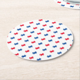 Patriotic Red white och blue crab mönster Underlägg Papper Rund