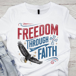 Patriotic Red, White och Blue Distress Faith T Shirt