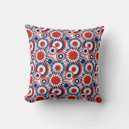 Patriotic Red White och Blue Fireworks Kudde
