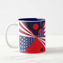 Patriotic Red white och Blue Flagga Coffee, Tea Mu Två-Tonad Mugg