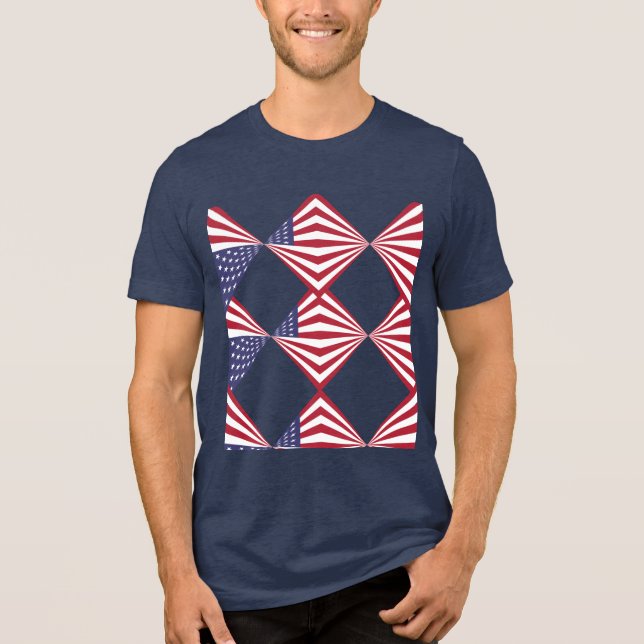 Patriotic Red white och Blue Flagga T SHIRT (Framsida)