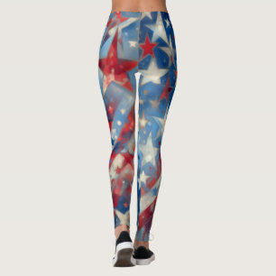 Patriotic Red, White och Blue Four från juli Leggings