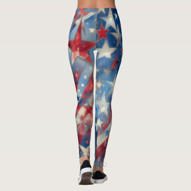 Patriotic Red, White och Blue Four från juli Leggings (Baksida)