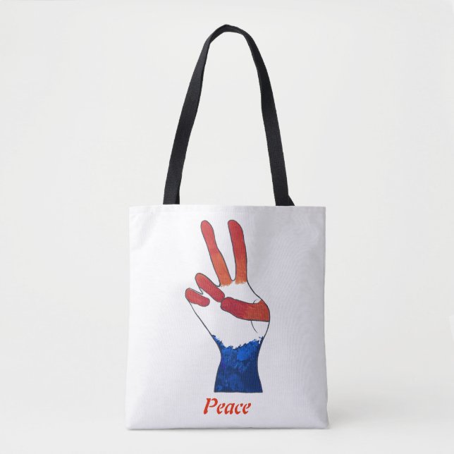 Patriotic Red White och Blue Fredstecken Hand Bags Tygkasse (Framsida)