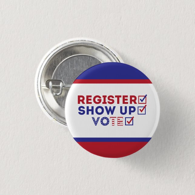 Patriotic Red, White och Blue Knapp (Framsida & baksida)