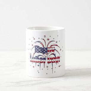 Patriotic Red White och Blue Lycklig Labour Day Kaffemugg