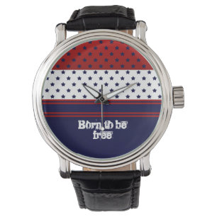 Patriotic Red White och Blue med stjärndesign Armbandsur