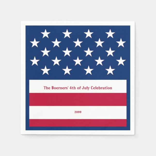 Patriotic Red White och Blue Old glory Cocktail Pappersservett (Framsidan)