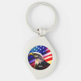 Patriotic Red, White och Blue Örn Swirl Silverfärgad Nyckelring