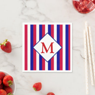 Patriotic Red White och Blue Rand Monogram Pappersservett