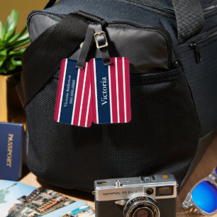 Patriotic Red White och Blue Rand Namn Bagagebricka