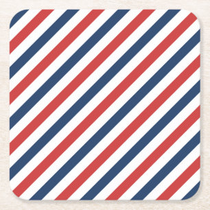 Patriotic Red White och Blue Rand Underlägg Papper Kvadrat