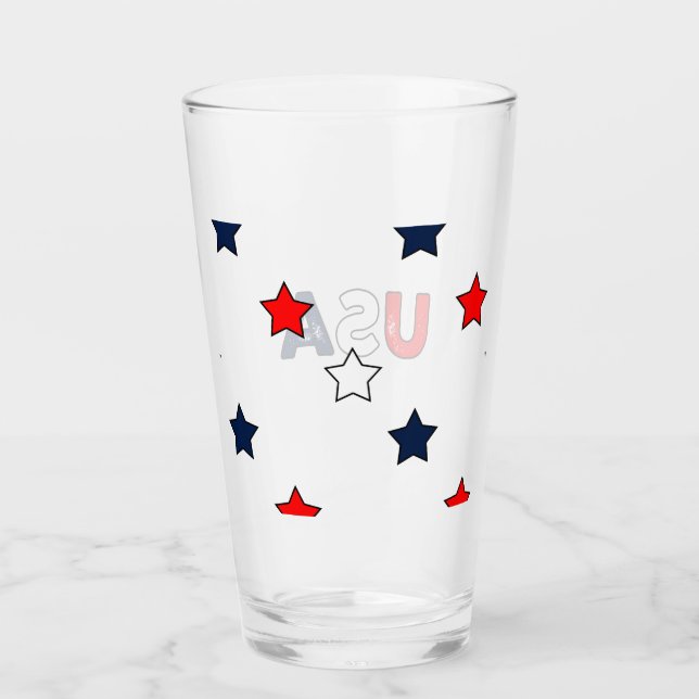 Patriotic Red White och Blue Stars Glaskopp (Framsida)