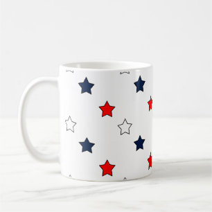 Patriotic Red White och Blue Stars Kaffemugg