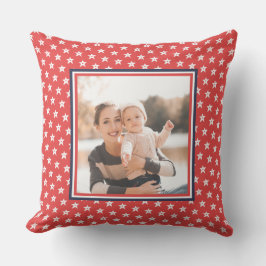 Patriotic Red, White och Blue Stars med Photo Kudde