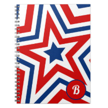 Patriotic Red White och Blue Stars Monogrammmed