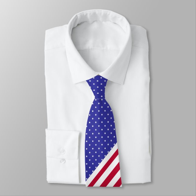 Patriotic Red White och Blue Stars och stripes Slips (Bunden)