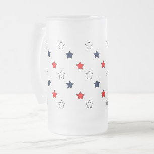 Patriotic Red White och Blue Stars/USA Frostat Ölglas
