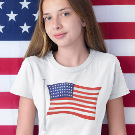 Patriotic Red White och Blue Trendig Girls T Shirt