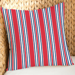 Patriotic Red White och Navy Blue Rand Mönster Kudde