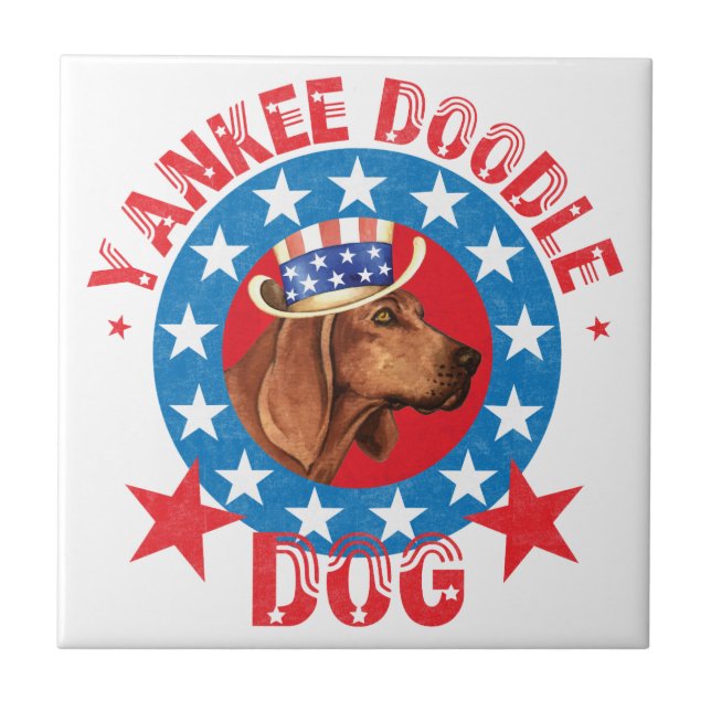 Patriotic Redbone Coonhound Kakelplatta (Framsidan)