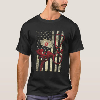 Patriotic Registered Nurse USA flagga Nursing RN H T Shirt