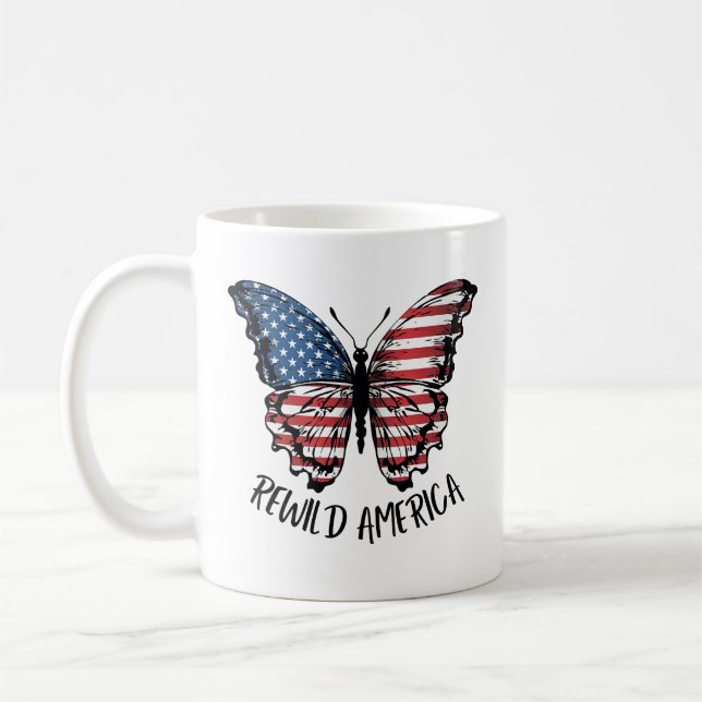 Patriotic Reild America Butterfly Kaffemugg (Vänster)