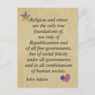 Patriotic Religiösa Quote John Adams Vykort