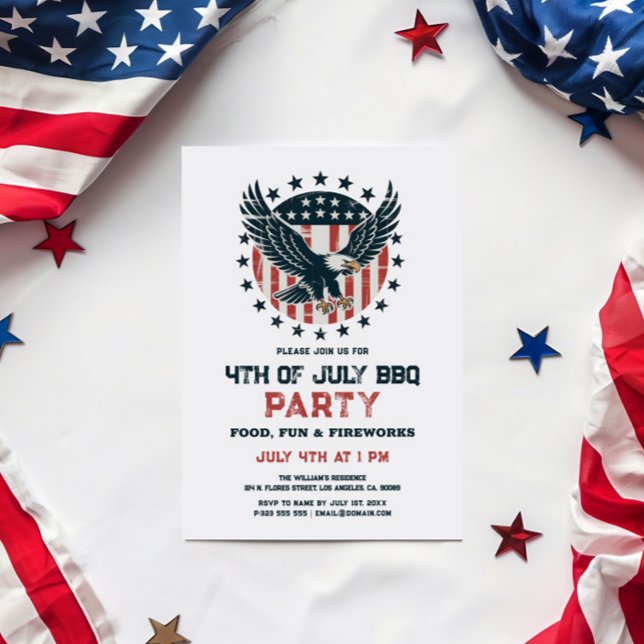 Patriotic Retro American Eagle BBQ Invitation Inbjudningar (Skapare uppladdad)