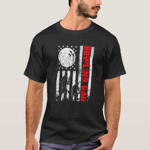 Patriotic Retro Usa American Flagga Bowling Pappa T Shirt