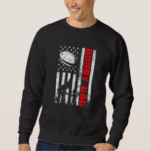 Patriotic Retro USA American Flagga Rugby Pappa 4: Lång Ärmad Tröja