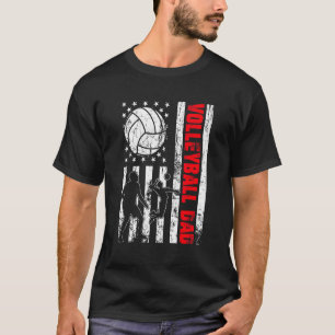 Patriotic Retro Usa American Flagga Volleyball Pap T Shirt