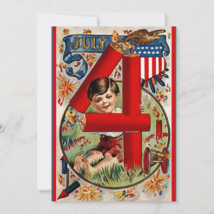 Patriotic Retro Vintage USA 4 juli Julkort
