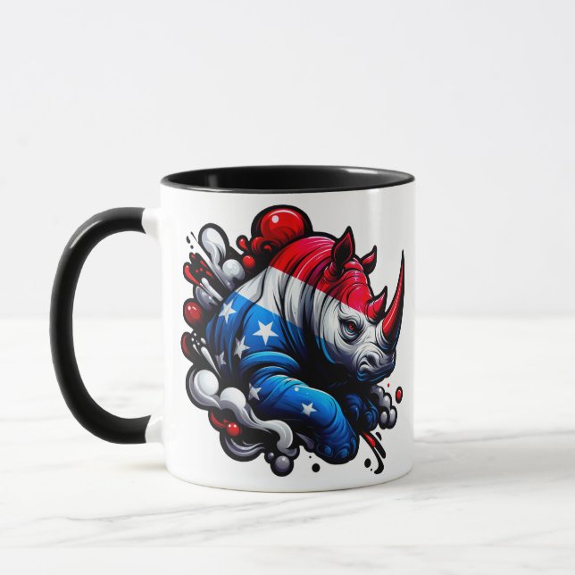 "Patriotic Rhino Design" Mugg (Vänster)
