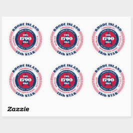 Patriotic Rhode island Circle Design Sticker Runt Klistermärke