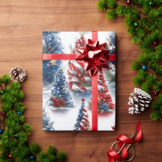 Patriotic Ribbon Julgranar Presentpapper