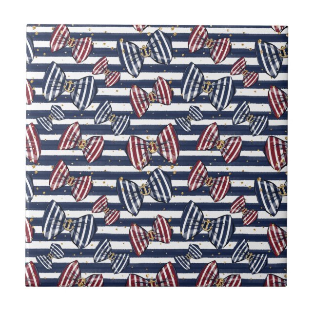 Patriotic Ribbon Rand Mönster Kakelplatta (Framsidan)