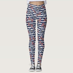 Patriotic Ribbon Rand Mönster Leggings