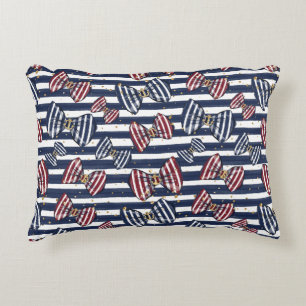 Patriotic Ribbon Rand Mönster Prydnadskudde