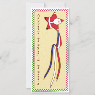 Patriotic Ribbon Santa Card Kort