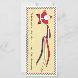 Patriotic Ribbon Santa Card Kort