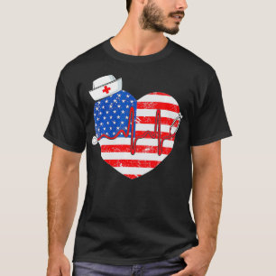 Patriotic RN LPN CNA American Flagga juli 4:e Nurs T Shirt