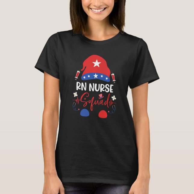 Patriotic Rn Nurse Squad Gnome 4:e juli Gnomes T Shirt (Framsida)