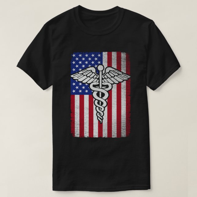 Patriotic RN Registered Nurse USA American Flagga T Shirt (Design framsida)