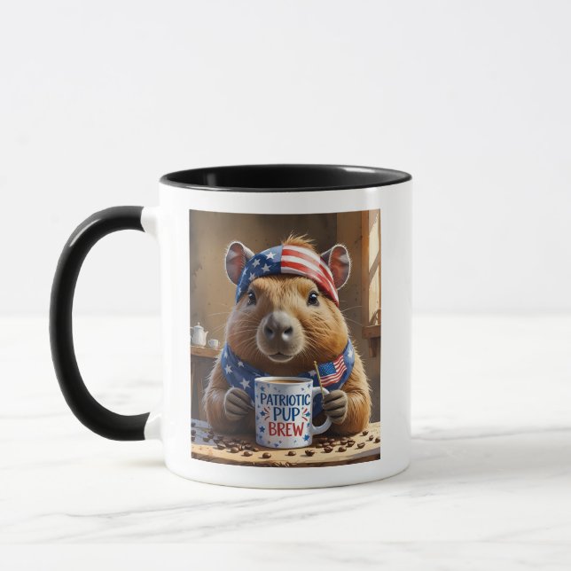 Patriotic Rodent Mugg - Funny "Merica Brew Capybar (Vänster)