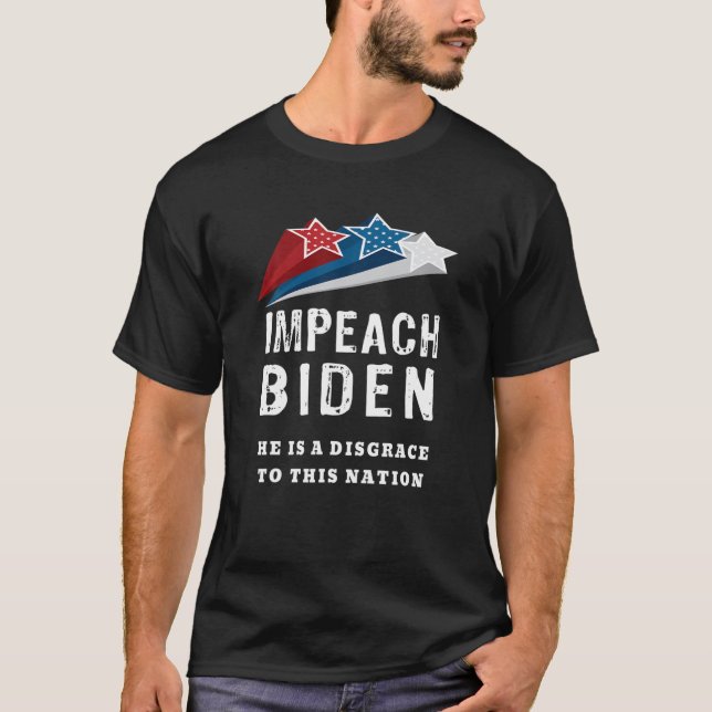 Patriotic Roligt Impeach Joe Biden Stars Democrati T Shirt (Framsida)