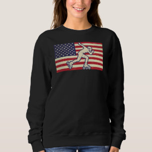 Patriotic Roller Skating 4:e juli amerikanska Flag T Shirt